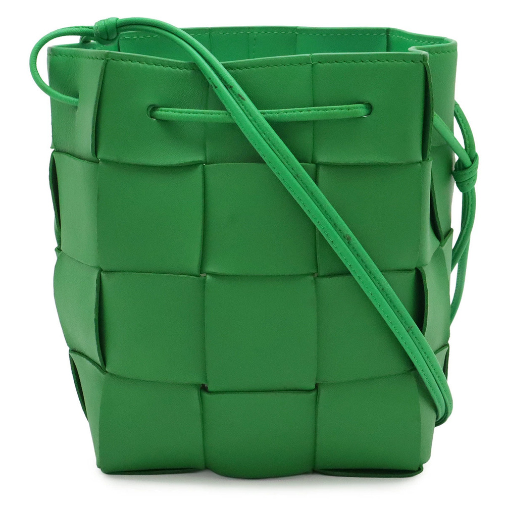 BOTTEGA VENETA Maxi Intrecciato Cassette Bucket Bag Shoulder Lambskin Green